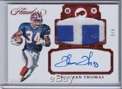THURMAN THOMAS 2017 Flawless Game Used Jersey Patch Auto Autograph Bills /5