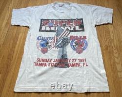 VINTAGE SUPERBOWL 25 BUFFALO BILLS VS NEW YORK GIANTS TEE SHIRT double 2 sided