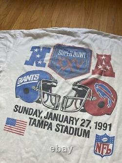 VINTAGE SUPERBOWL 25 BUFFALO BILLS VS NEW YORK GIANTS TEE SHIRT double 2 sided