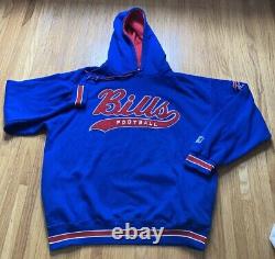 VTG 90s NFL BUFFALO BILLS SWEATSHIRT HOODIE STARTER SCRIPT LOGO SIZE XL