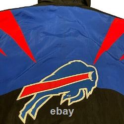 VTG Buffalo Bills Coat Mens L Blue Authentic Pro Line Apex One Sharktooth Hood