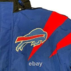 VTG Buffalo Bills Coat Mens L Blue Authentic Pro Line Apex One Sharktooth Hood