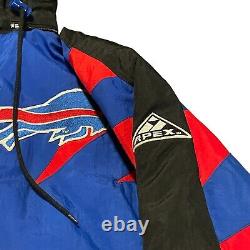 VTG Buffalo Bills Coat Mens L Blue Authentic Pro Line Apex One Sharktooth Hood