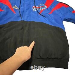 VTG Buffalo Bills Coat Mens L Blue Authentic Pro Line Apex One Sharktooth Hood