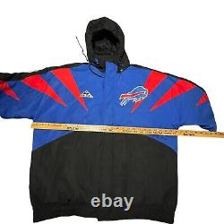 VTG Buffalo Bills Coat Mens L Blue Authentic Pro Line Apex One Sharktooth Hood