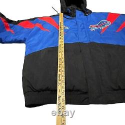 VTG Buffalo Bills Coat Mens L Blue Authentic Pro Line Apex One Sharktooth Hood