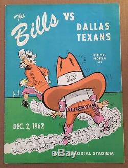 Vintage 1962 Afl NFL Dallas Texans @ Buffalo Bills Football Program December 2
