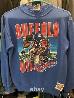 Vintage 1988 NFL Nutmeg Mills Buffalo Bills Jack Davis Blue Crewneck Sweatshirt