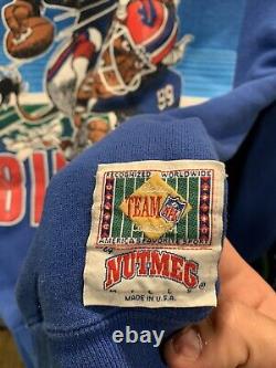 Vintage 1988 NFL Nutmeg Mills Buffalo Bills Jack Davis Blue Crewneck Sweatshirt