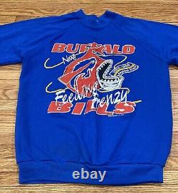 Vintage 1989 Buffalo Bills Feeding Frenzy Sweatshirt Size Large Mint