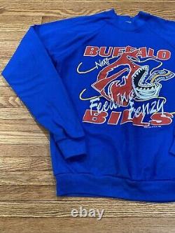 Vintage 1989 Buffalo Bills Feeding Frenzy Sweatshirt Size Large Mint