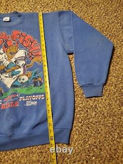 Vintage 1990 NFL Buffalo Bills AFC Squish The Fish Dolphins Sz L, RARE