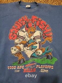 Vintage 1990 NFL Buffalo Bills AFC Squish The Fish Dolphins Sz L, RARE