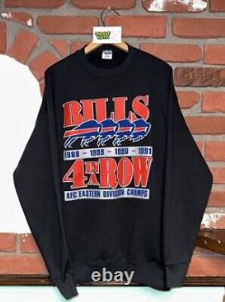 Vintage 1991 NFL Trench Buffalo Bills 4 In A Row Champs Crewneck Sweatshirt XL