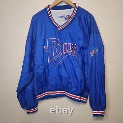 Vintage 90s Buffalo Bills Chalk Line Pullover Jacket NFL Football Size Large