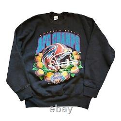 Vintage 90s Buffalo Bills Sweatshirt Big Helmet AFC Champions Salem Large USA