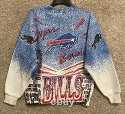 Vintage 90s Magic Johnson Buffalo Bills Super Bowl AOP Sweatshirt Size Medium