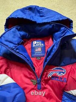 Vintage 90s Pro Player USA Buffalo Bills Pullover NFL Puffer Coat Jacket Men's M