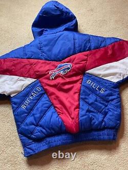 Vintage 90s Pro Player USA Buffalo Bills Pullover NFL Puffer Coat Jacket Men's M