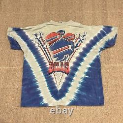 Vintage Buffalo Bill Shirt Large Blue 90s Liquid Blue All Over Print NFL