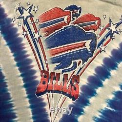 Vintage Buffalo Bill Shirt Large Blue 90s Liquid Blue All Over Print NFL