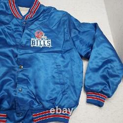 Vintage Buffalo Bills Chalk Line 90's NFL Blue Satin Jacket Coat Size Large Lot