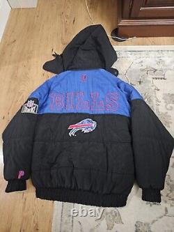 Vintage Buffalo Bills NFL Winter Coat Jacket Pro Player Hooded PUFFER Sz M