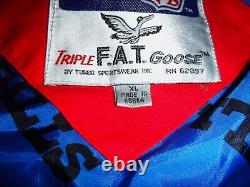 Vintage Buffalo Bills NFL Winter Coat Jacket Triple FAT Goose Hooded XL -Awesome