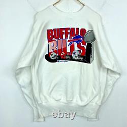 Vintage Buffalo Bills Sweatshirt Crewneck Large Champion Reverse Weave White Nfl