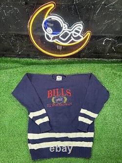 Vintage Logo 7 NFL Buffalo Bills Knitted Sweater Crewneck Sweatshirt Medium