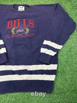 Vintage Logo 7 NFL Buffalo Bills Knitted Sweater Crewneck Sweatshirt Medium