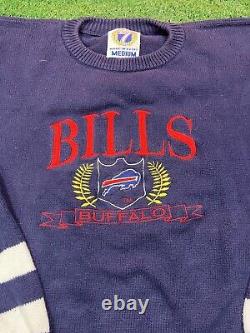 Vintage Logo 7 NFL Buffalo Bills Knitted Sweater Crewneck Sweatshirt Medium