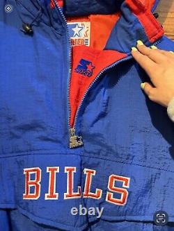 Vintage Starter Buffalo Bills 1/4 Zip Pullover Jacket, XL