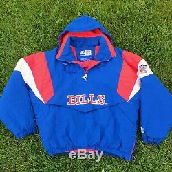 Vintage Starter Buffalo Bills NFL Football Pullover Jacket 90s Rare Mens Large