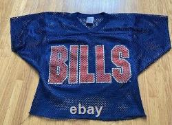 Vintage garan Buffalo Bills practice blue Mesh Jersey Size S fish net crop top