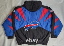 Vtg Apex One Sharktooth Buffalo Bills Full Zipp Hooded Winter Jacket Size L