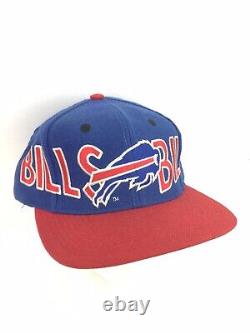 Vtg Buffalo Bills Hat Spell Out Script All Over Logo Football Snap Back AJD Cap