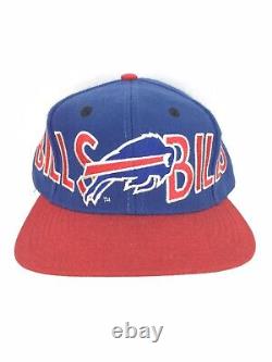Vtg Buffalo Bills Hat Spell Out Script All Over Logo Football Snap Back AJD Cap