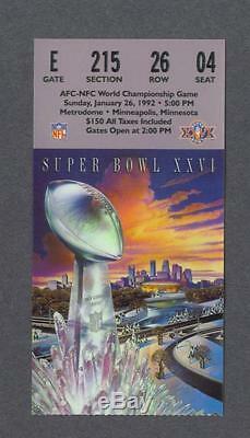 Washington Redskins vs Buffalo Bills Super Bowl XXVI football ticket stub