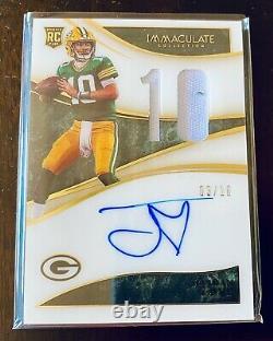 #d 03/10 Immaculate GOLD Jordan Love RC Rookie SSP Auto 2020 RPA Jersey Patch